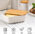 Countertop, 2 MIAMIO - Ceramic Butter Dish with Lid for Holds Sticks of Butter/Butter Holder and Container with Bamboo
