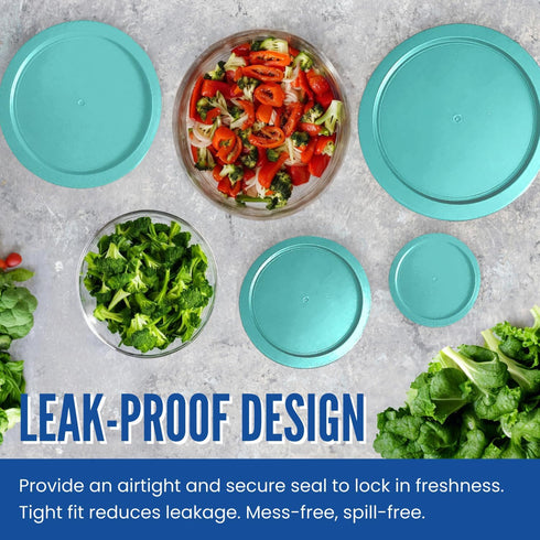 Replacement Lid for Pyrex 5" Storage Plastic Cover, 2 Cup Bowl 7200-PC Turquoise (6-Pack)