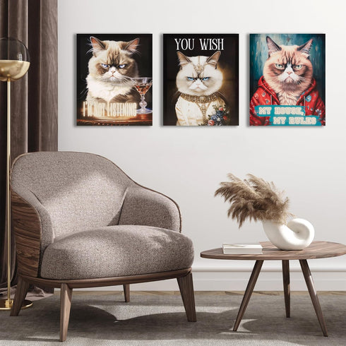 Madison Park Grumpy Cat Wall Décor, Funny Home Office and Bathroom Decor, Gifts for Cat Lovers, My House Rules