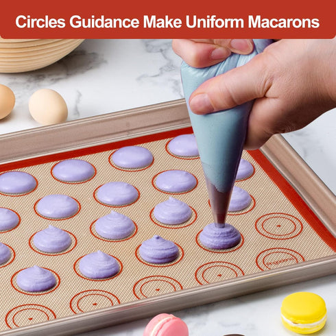 Silicone Baking Mat Set of 6, Non-Stick Food Grade Reusable Baking Mats, Round & Square Cake Mat, Easy Clean