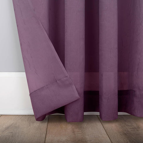 No. 918 Erica Crushed Sheer Voile Rod Pocket Curtain Panel, 51" x 84", Purple