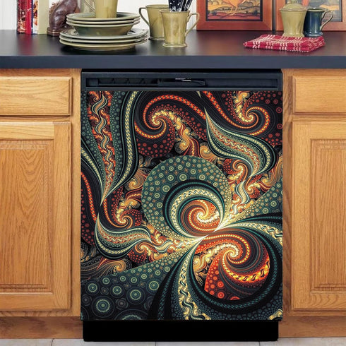 Mandala Dishwasher Magnetic Cover, Beautiful Kitchen Decoration, Self Adhesive Magnet Refrigerator Decal