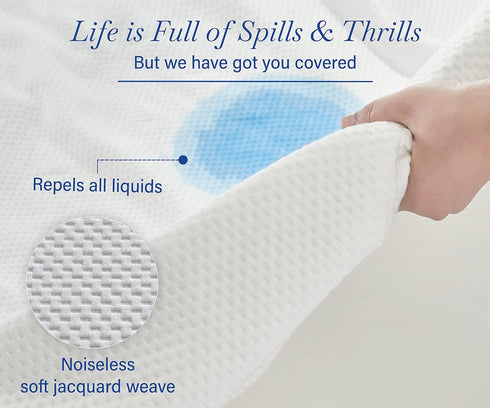 California Design Den Premium Waterproof Mattress Protector, King Size, Soft, Cooling, Noiseless, Deep Pocket, Machine