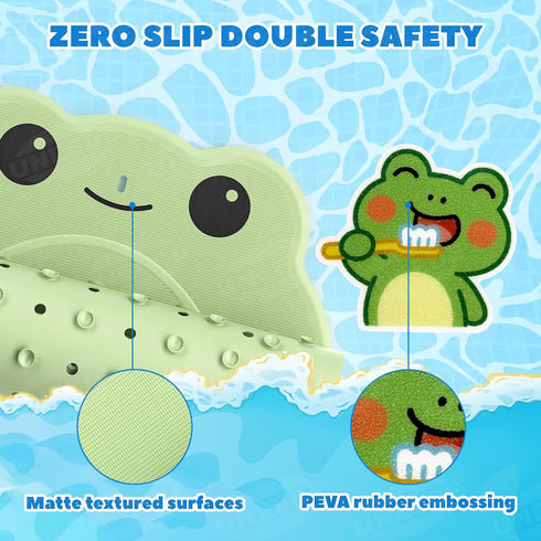 17PCS UNEEDE Kids Bathtub Mat with Non Slip Bathtub Stickers, Non Slip Shower Mat for Toddlers, Washable Anti Slip Tub