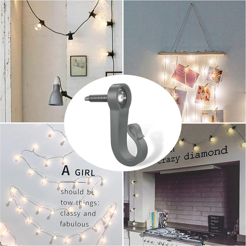 Pack of 46 Q Hanger Screws and Hooks for Outdoor String Lights, Garage Party Decor