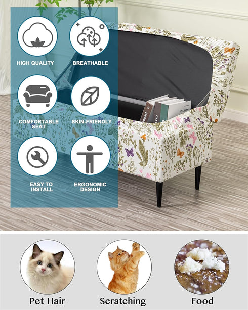 Bands,S,13 CRFATOP Printed Rectangle Ottoman Stool Cover Stretch Folding Storage Footstool Bench Slipcovers Upholstered
