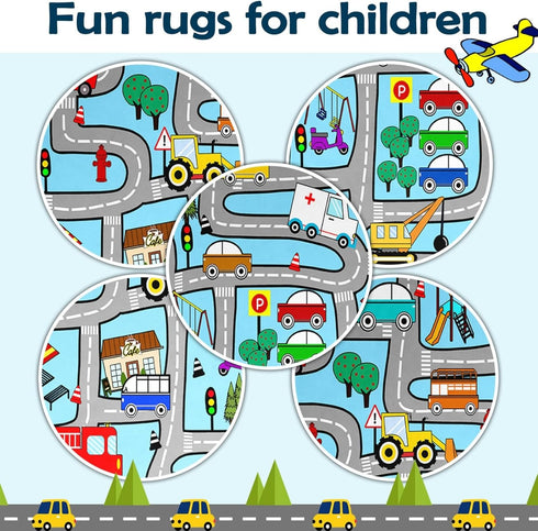 5x7 Interactive Feet Car Road Rug for Kids' Playroom