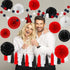WILLBOND 29 Pcs Red and Black Decorations, Mouse Paper Decoration Fan Pom Pom for Graduation Birthday