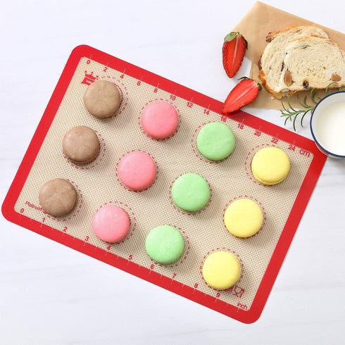 Silicone Baking Mat Set of 4, GUANCI Non-Stick Reusable Pizza Bakeware Mat for Making Cookies, Pizza, Pastry, Bread
