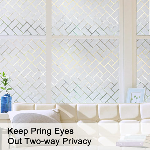 Coavas Non-Adhesive Window Privacy Film, Frosted Glass Sun Blocking Heat Control UV Blocking, 17.5 x 118 inches