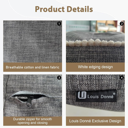 18 18 Inch Louis Donn x Unstuffed Storage Pouf Ottoman Cover, Square Cotton Linen Footstool Cover, DIY Bean Bag