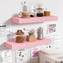 16" 6" (Set 2) BAMEOS Pink Floating Shelves for Wall, x Wall Shelves for Room, Floating Book Shelves, Hanging Shelves