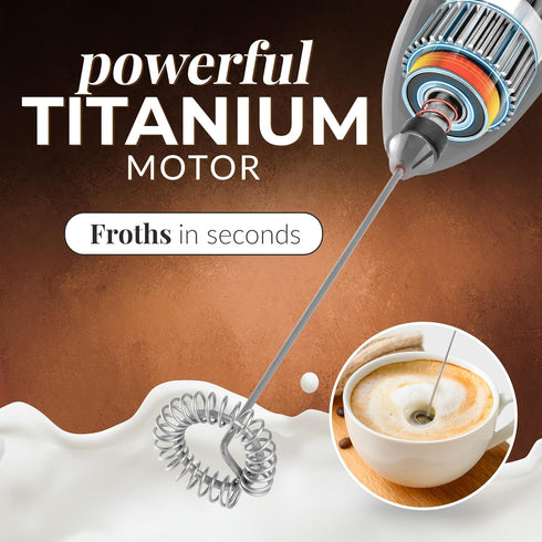 Zulay Kitchen Powerful Milk Frother Wand, Mini Handheld Stainless Steel Battery Operated Drink Mixer for Coffee,