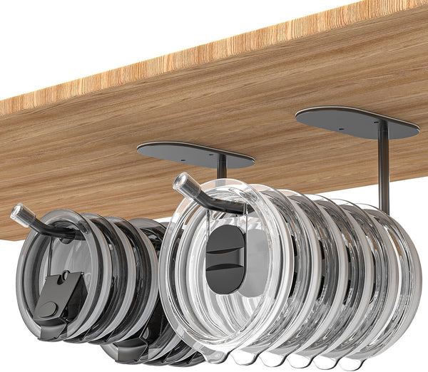 Tumbler Lid Organizer 2 Pack - Space Saving Cup Lid Hook for Simple Modern Cup Lids, Lid Storage Rack for Kitchen