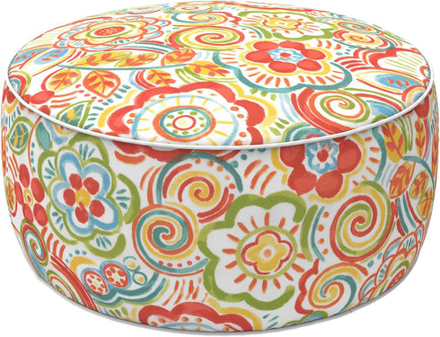 LVTXIII Indoor/Outdoor Inflatable Ottoman with Handle D21 x H9 Inch, Weather-Resistant Round