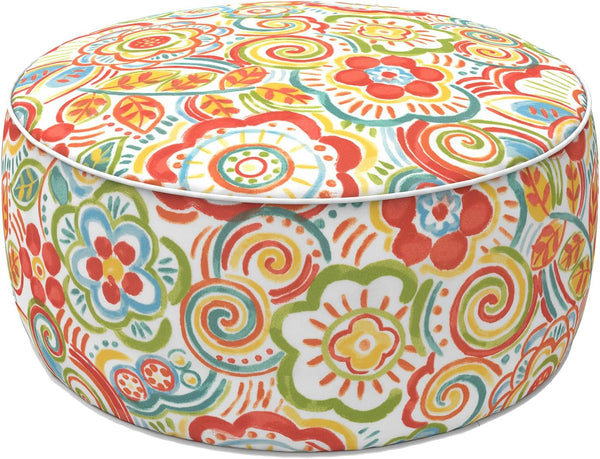 LVTXIII Indoor/Outdoor Inflatable Ottoman with Handle D21 x H9 Inch, Weather-Resistant Round