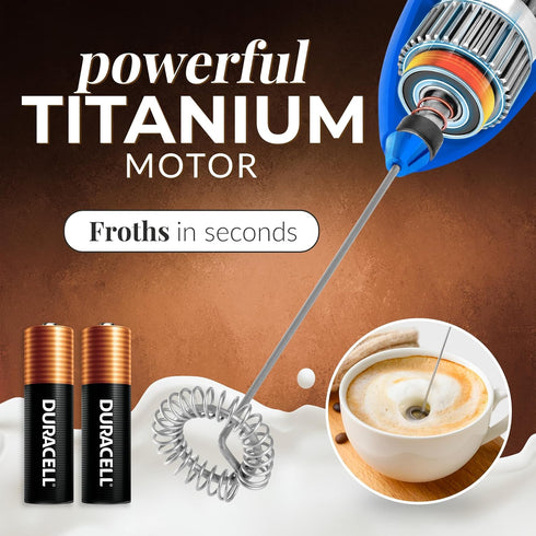 Zulay Kitchen Milk Frother - Duracell Powered Handheld Foam Maker for Coffee, Latte, Matcha, Cappuccino - Mini Foamer
