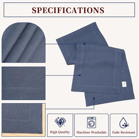 36 Inches 100% Blue,14x36) Linen Table Runner Long, Natural Table Runners Small Runner for Coffee Table Kitchen Dining