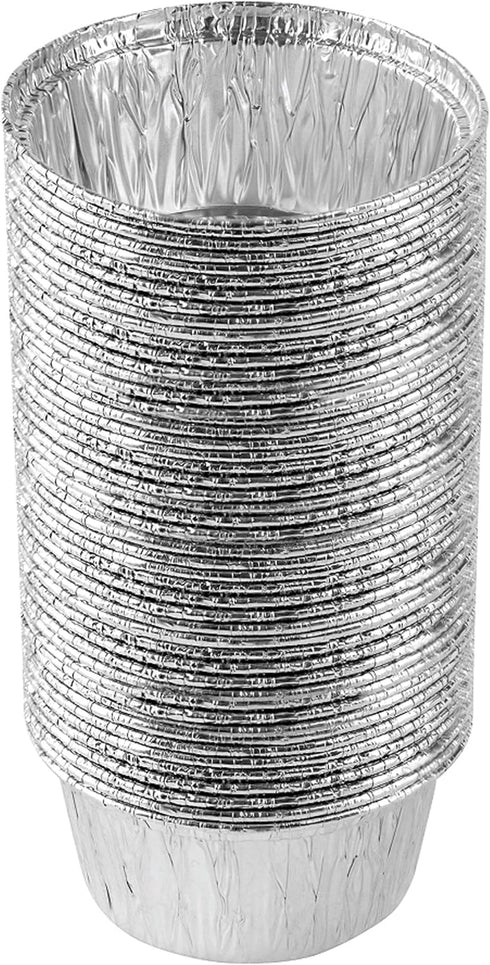 PLASTICPRO 3.5'' Inch Round Ramekins, Disposable Aluminum Muffin Cups, Freezer & Oven Safe, Pack of 50