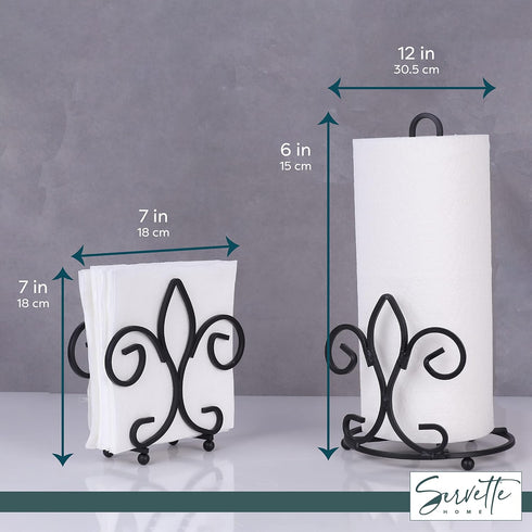 Fleur De Lis Paper Towel Holder - Black