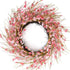 Bibelot 18inch Artificial Forsythia Flower Wreath, Pink, All Year Around Wreath for Front Door, Wedding Home Decor