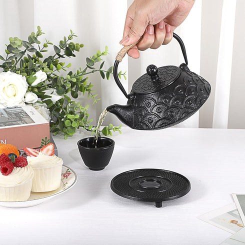 Sumnacon Tea Pot Trivet 2 Pcs Cast Iron Dot Pattern Tea Pot Trivet for Kitchen with Rubber Covers Vintage Kettle Trivet for Dining,Office Countertop Sturdy Functional Trivets for Tea Pot,Mug by Sumnacon