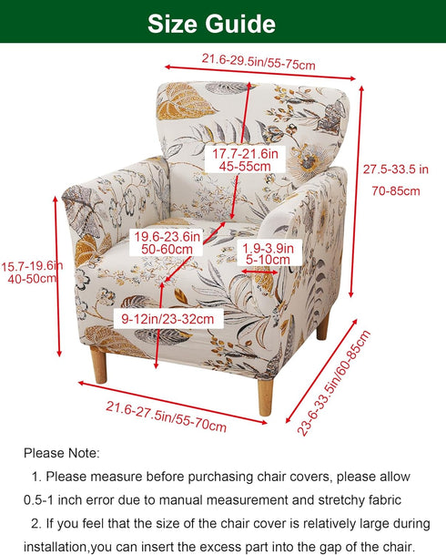 1 Sofa,02 CRFATOP Stretch Piece Chair Covers with Arms Printed Accent Chair Cover Armchair Flower Soft Banquet Armchair