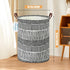 LANGYASHAN Laundry Basket - Canvas Fabric Collapsible Organizer Basket for Storage Bin, Toy Bins, Black Line