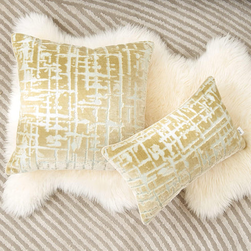 20x20 Inch Alerfa Square Geometrical Plaid Striped Cut Velvet Throw Pillow Cover Luxury Modern Decorative Accent Pillow