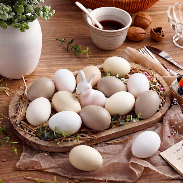 Gejoy 12 Pcs Neutral Easter Eggs Plastic Fake Chicken Eggs 2.36 Inch Vintage