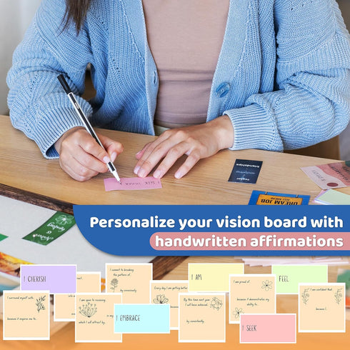 Vision Board Kit, Linen Cork Board for Wall, 235 Cards, 15.3"x11", All Supplies for Visualization & Goal Setting