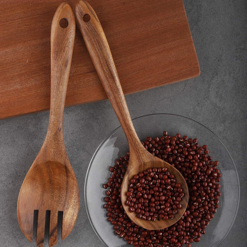 4-Piece Wooden Cooking Utensils Set for Non-Stick Cookware, Includes Spatula, Fork, Turner, Ladle, Strainer Spoons