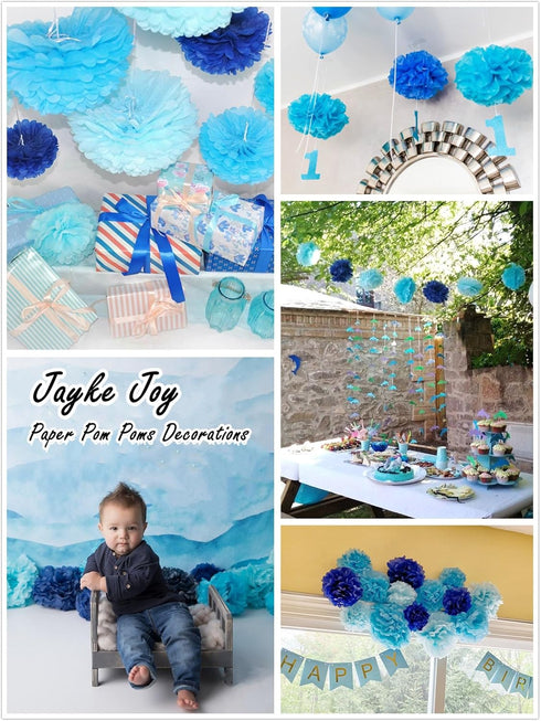 12 Pcs Tissue Pom Poms Kit, Tissue Paper Flowers for Birthday, Baby Shower, Graduation, Bachelorette Party Decoration