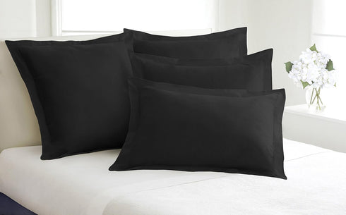 FRESH IDEAS Poplin Tailored Pillow Sham, Euro, Black
