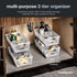 Madesmart 2-Tier Plastic Multipurpose Organizer with Divided Slide-Out Storage Bins, Under Sink and Cabinet Organizer Rack, Frost by madesmart