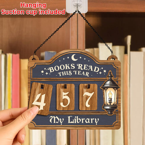 Counter, FF754 Books Read This Year Reading Tracker Sign for Home Library Decor, Book Suncatcher Ornament, Book Lover