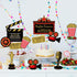 Hicarer 32 Pieces Movie Party Decorations Red Carpet Cutouts Cards Table Toppers Double Sided Printing Golden Black Red