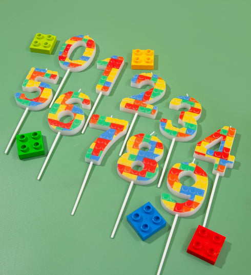 3 PHD CAKE Number Building Block Birthday Cake Candle, Numeral Birthday Candles