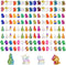 120 Pieces Mini 3D Printed Mini Animal Set - Gradient 3D Animal
