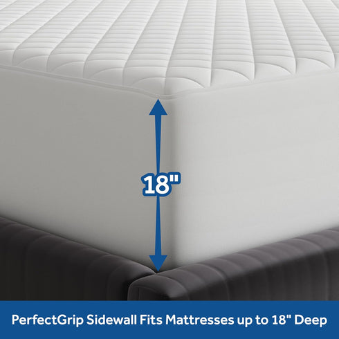 Sealy Luxury Cotton Top Fitted Mattress Pad, King Size, White