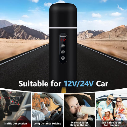 Kettle,12V/24V Electric Travel Car Coffee Warmer Kettle,Portable Hot Water Boiler,Small Hot Water Heater with Built