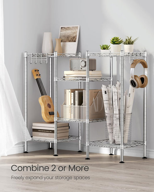 3-Tier 3 ULGR103E01 SONGMICS Bathroom Shelf, Storage Rack for Small Space, with PP Shelf Liners, Removable Hook