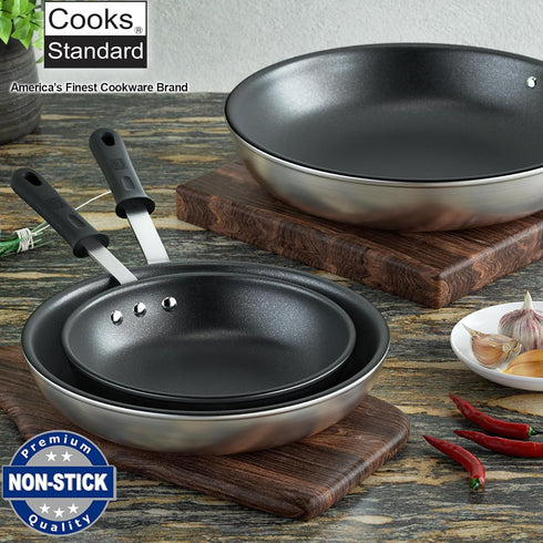 Cooks Standard 8-Inch Professional Aluminum Nonstick Fry Pan, Heavy Duty Skillet Pan, Durable Woks, Metallic
