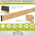 Homemaid Living Adjustable Bamboo Drawer Organizer - Expandable Drawer Dividers Set of 4 for Kitchen, Dresser,
