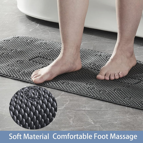 40X16Inch Webos Soft Bathtub Mat Non Slip: Memory Foam Shower Mat with Suction Cups for Bathroom Inside Tub (Black)