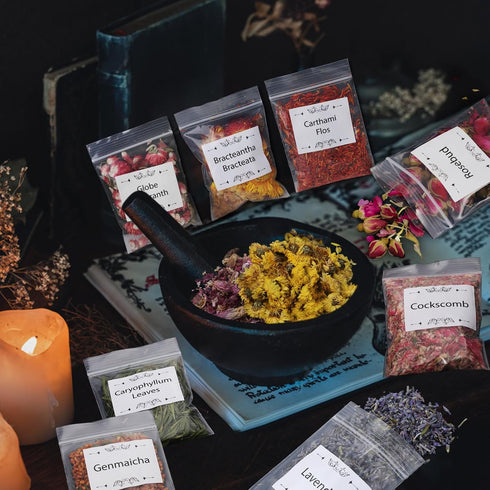 Tikem Kitch 70pack Set Witchcraft Supplies Herbs Kit, Dried Flowers for Witch Beginner, Bulk Herb Gift for Wicca