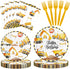 Funhax Construction Birthday Party Supplies,Truck Themed Celebration Tableware Set with Excavator Dump Truck