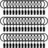 42 Pack Curtain Rings with Clips - 1.26" Interior Diameter Metal Drapery Rings Compatible with 1 inch Rods (Black)