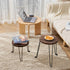 2Pack 11.81IN Yangbaga Wooden Plant Stands Indoor: Round Planter Stands with Metal Legs,Mid Century Planter Holder