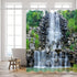 Waterfalls Shower Curtains Stone Rockery Landscapes Spring Green Plant Courtyard Garden Outdoor Scenery Bathroom Decor Polyester Fabric Curtain Set 70 x 70 Inch with Hooks by Yadshoti